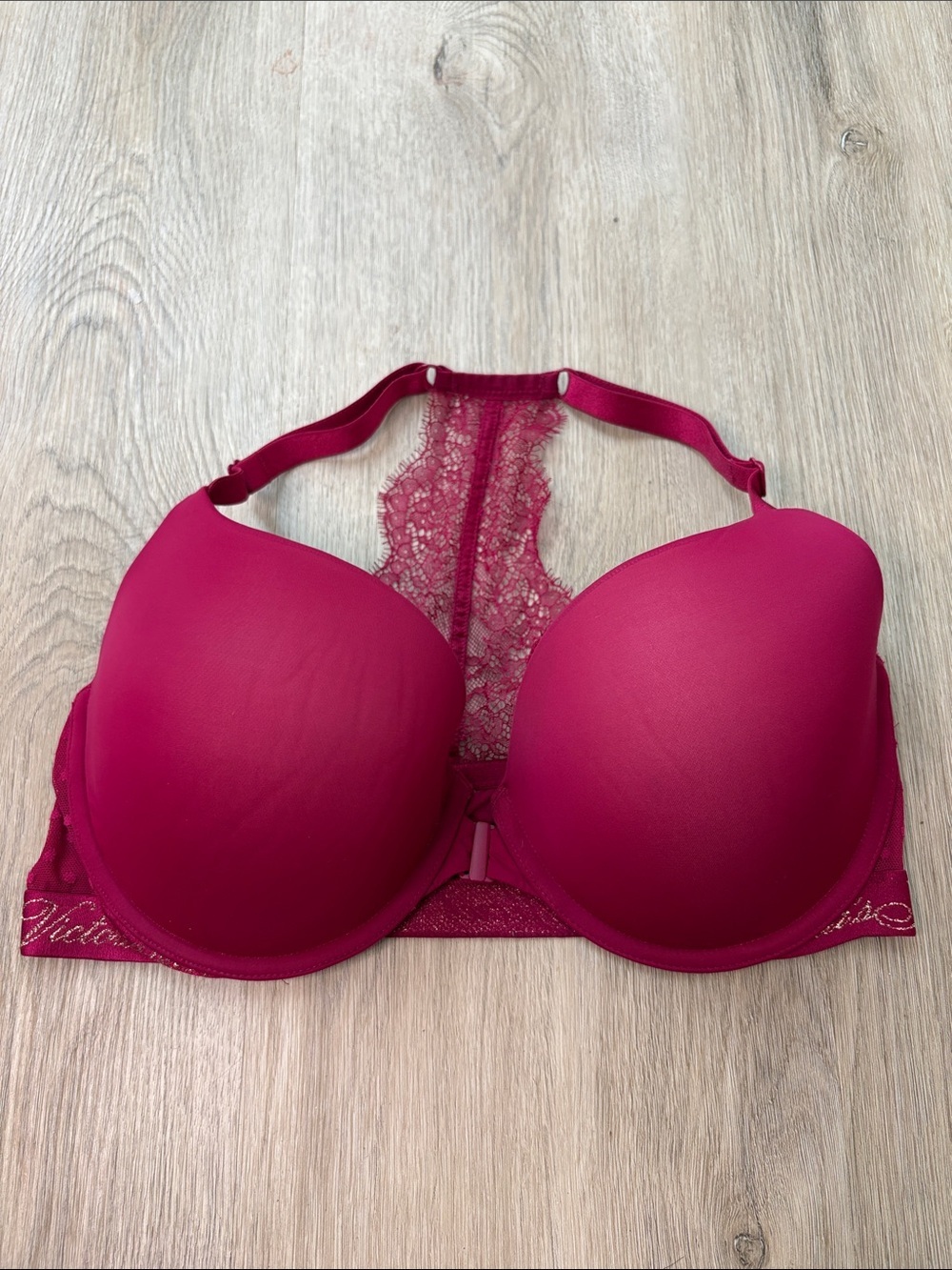 Victoria's Secret Perfect Shape Lace Racerback Front Close Push Up Bra size 36DD